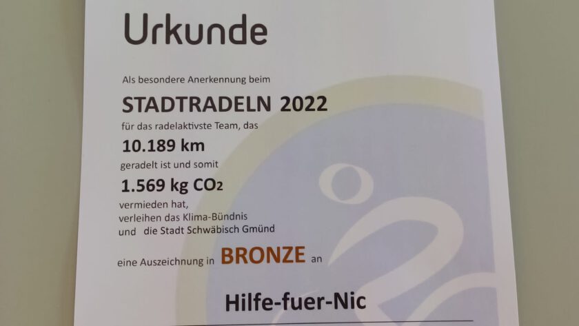 Urkunde Stadtradeln 2022